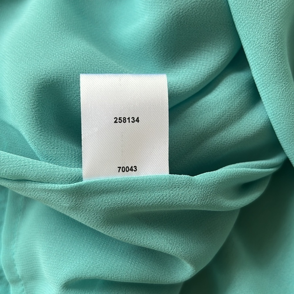 LOFT Teal Green Ruched Neckline Sleeveless Fully Lined Dress Size 8 NWT - Picture 9 of 12
